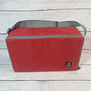 COAST Vtg Red Cassette Tape Carrying Case Holds 60 Tapes Adj Shoulder Strap